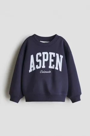 erkek bebek cocuk yazili lacivert sweatshirt ZEYDER2338