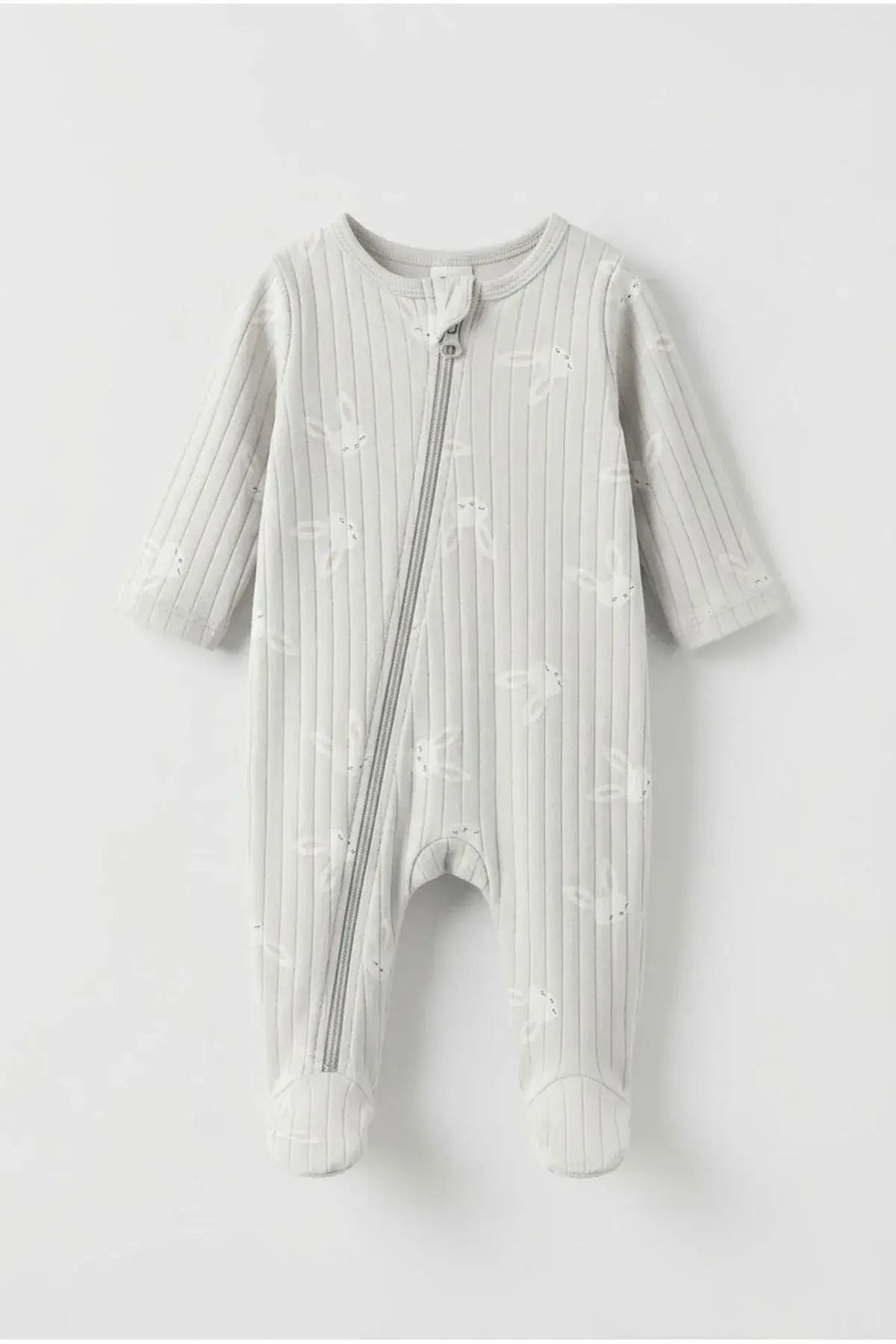 kiz bebek tavsan baskili gri fermuarli tulum ZEYDER2335