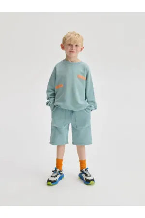 erkek cocuk kabartma yazili mavi sweatshirt ZEYDER2327