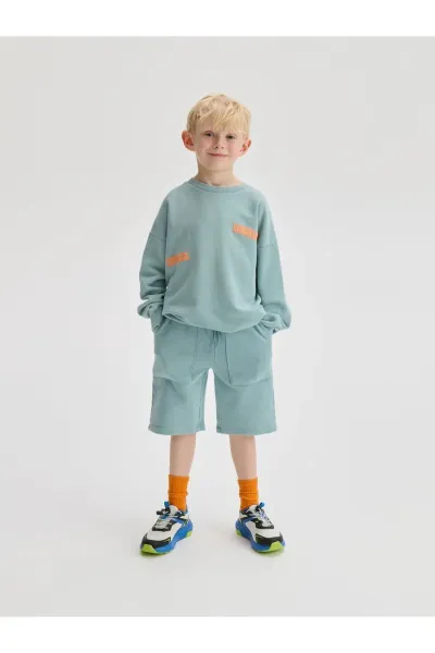 Erkek Çocuk Kabartma Yazılı Oversize Sweatshirt
