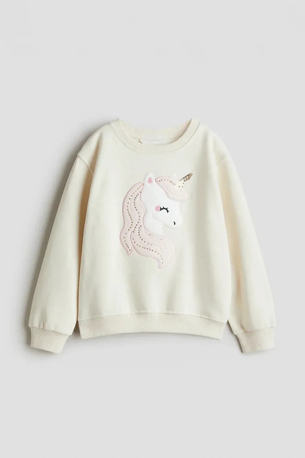 kiz bebek cocuk unicorn desenli ekru sweatshirt ZEYDER2317