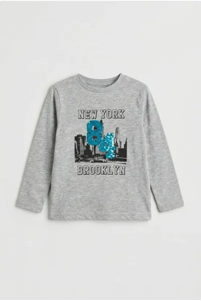 Erkek Çocuk Çift Yönlü Pullu T-Shirt