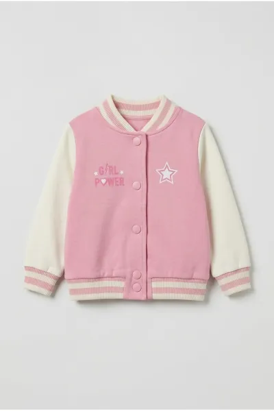Kız Bebek & Çocuk Yazılı Pembe Kolej Ceket