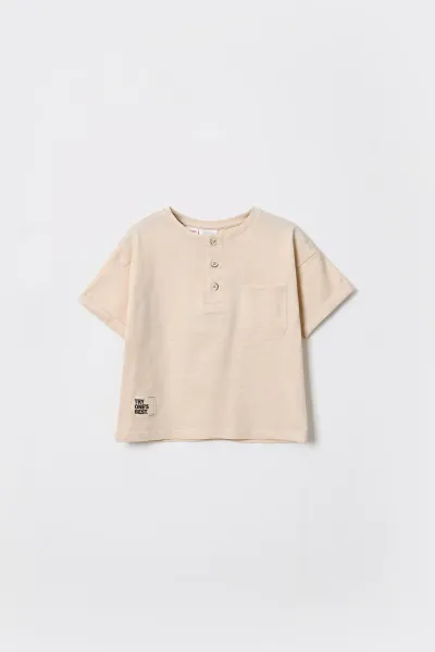 Erkek Bebek Basic Etiket Detaylı Oversize T-Shirt