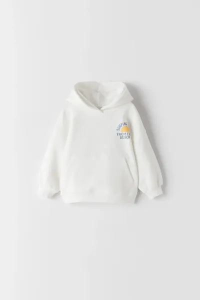 Erkek Bebek Baskılı Kapüşonlu Sweatshirt