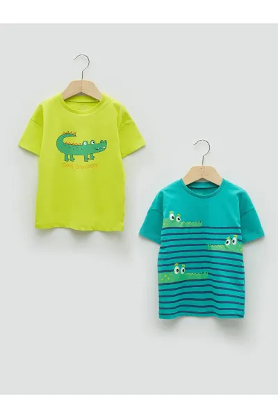 Erkek Bebek Baskılı İkili T-Shirt