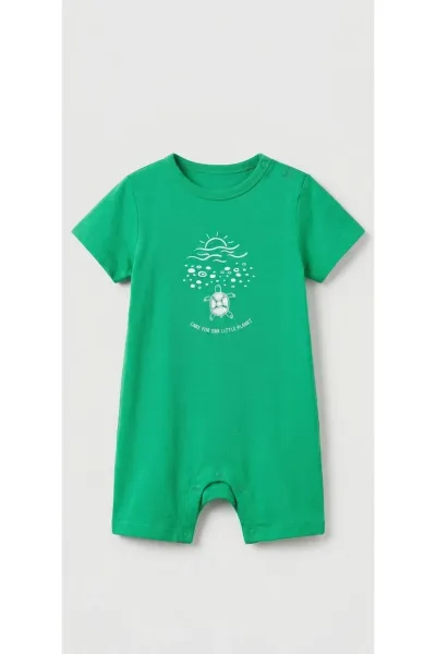 Erkek Bebek Baskılı Çıtçıtlı Tulum