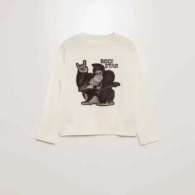 Erkek Çocuk Baskılı İnce Uzun Kollu T-Shirt
