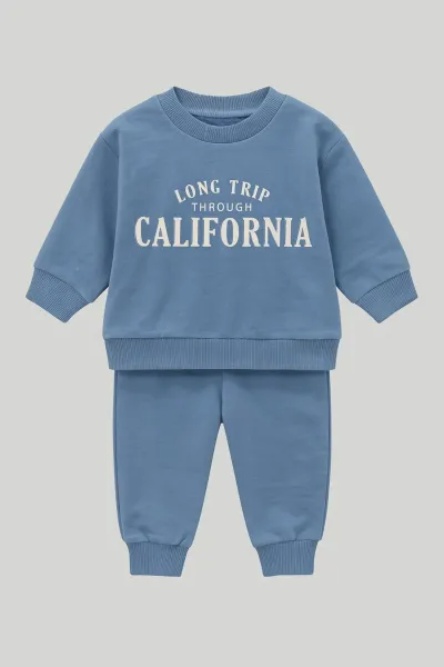Erkek Çocuk Baskılı Sweatshirt Eşofman Takım