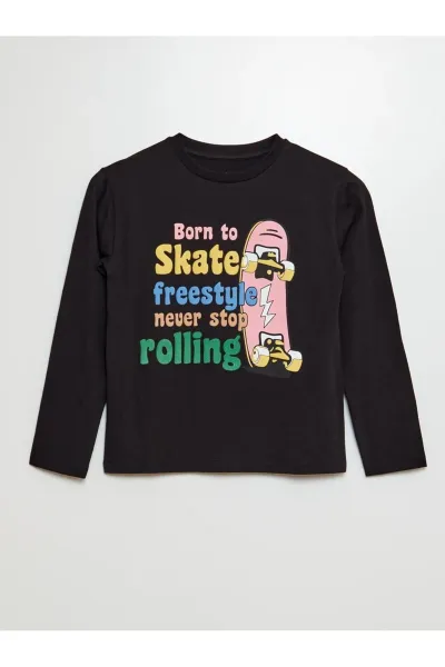 Erkek Çocuk Baskılı Uzun Kollu T-Shirt