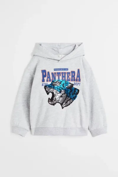 Erkek Çocuk Çift Yönlü Pullu Kapüşonlu Sweatshirt