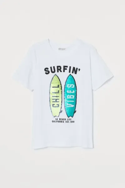 Erkek Çocuk Çift Yönlü Pullu T-Shirt