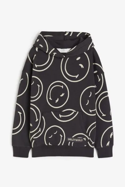 Erkek Çocuk Garson Baskılı Kapüşonlu Sweatshirt