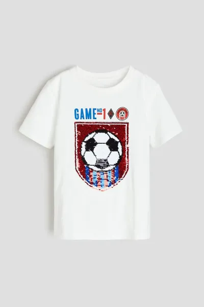 Erkek Çocuk Baskılı Çift Yönlü Pullu T-Shirt