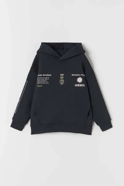 Erkek Çocuk Sırtı Baskı Detaylı Kapüşonlu Sweatshirt