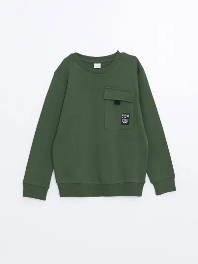 Erkek Çocuk Yeşil Cepli Sweatshirt