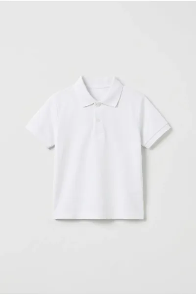 Unisex Çocuk Beyaz Polo Yaka Tişört
