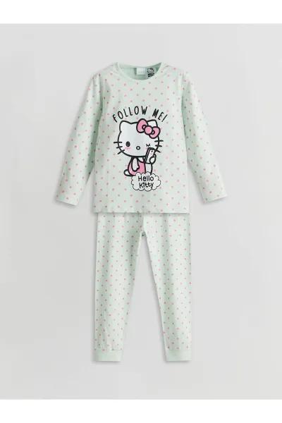 Kız Bebek Baskılı Puantiyeli Pijama Takımı