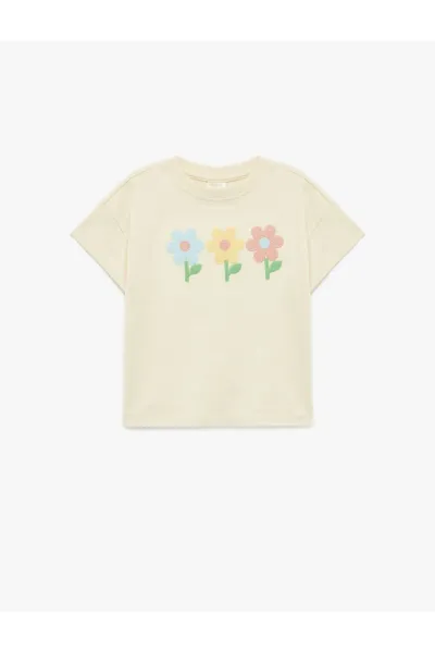 Kız Bebek Çiçek Nakışlı T-Shirt
