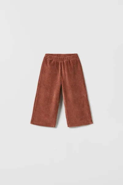 Kız Bebek Fitilli Kadife Wide Leg Pantolon