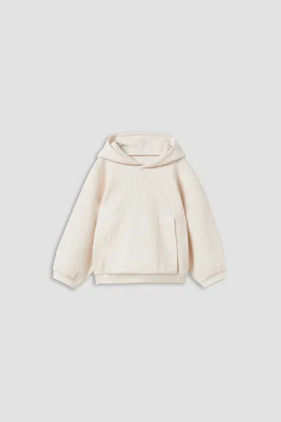 Kız Bebek Fitilli Kapüşonlu Sweatshirt
