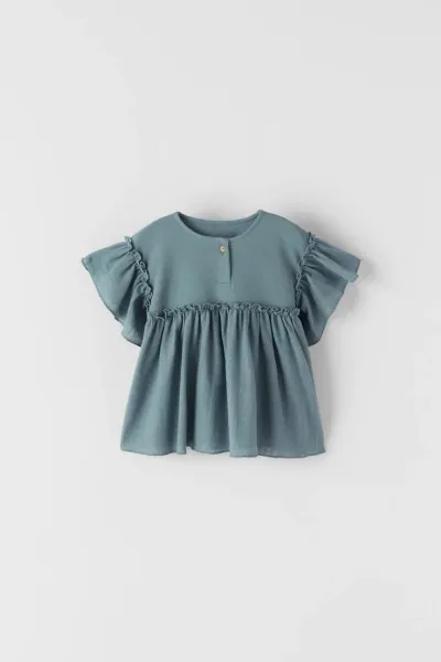Kız Bebek Kolu Fırfırlı T-Shirt