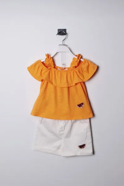 Kız Bebek Meyve Desenli Şortlu Takım