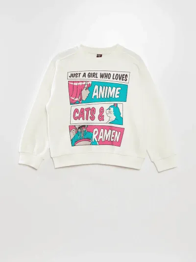 Kız Çocuk Anime Baskılı Sweatshirt