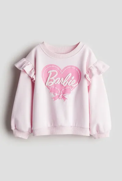 Kız Çocuk Baskılı Fırfırlı Sweatshirt