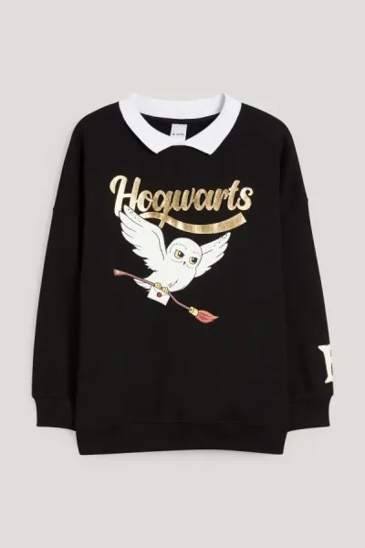 Kız Çocuk Baskılı Polo Yaka Sweatshirt