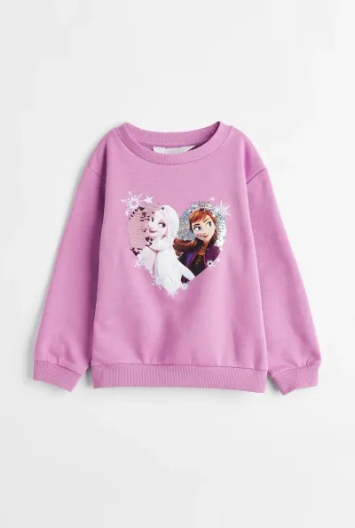 Kız Çocuk Baskılı Pullu Sweatshirt