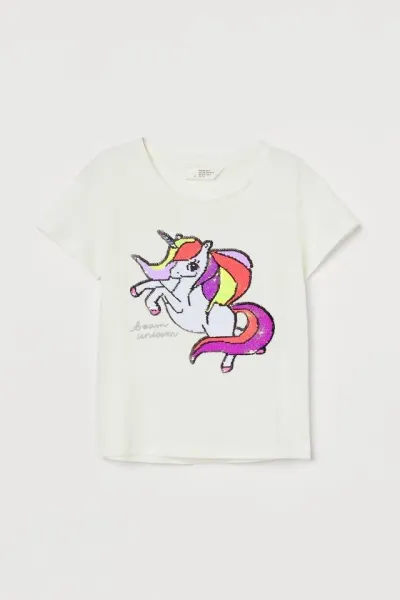Kız Çocuk Baskılı Pullu T-Shirt