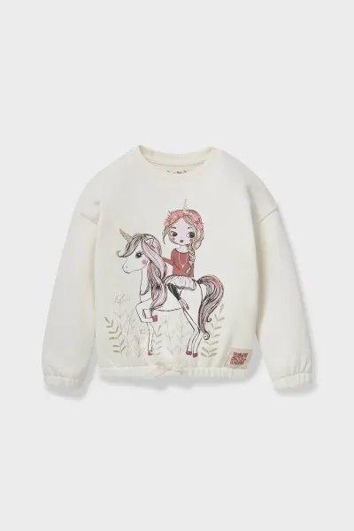 Kız Çocuk Beli Lastikli Sweatshirt