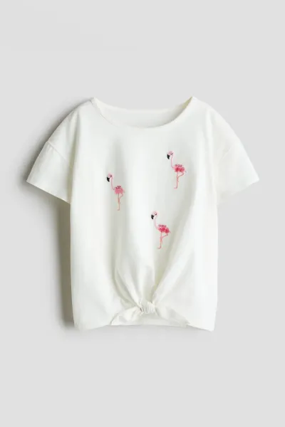 Kız Çocuk Boncuk Detaylı T-Shirt