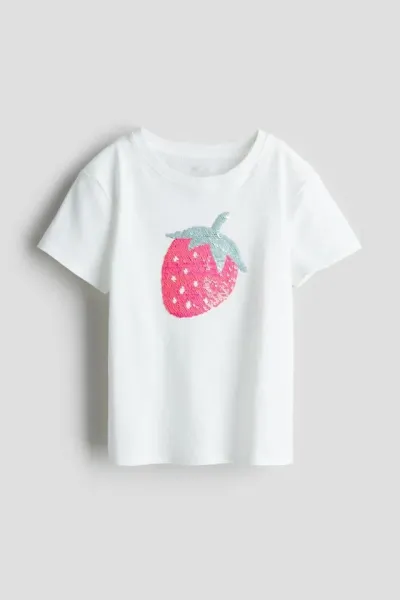 Kız Çocuk Çiçekli Pullu T-Shirt
