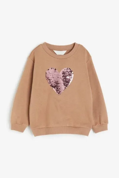 Kız Çocuk Çift Yönlü Pullu Sweatshirt