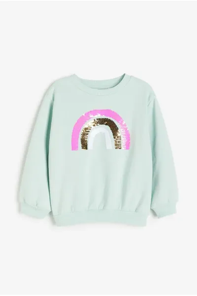 Kız Çocuk Çift Yönlü Pullu Sweatshirt