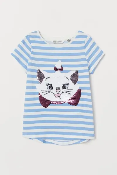Kız Çocuk Çift Yönlü Pullu T-Shirt
