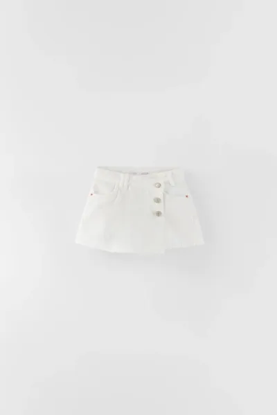 Kız Çocuk Düğmeli Denim Şort Etek