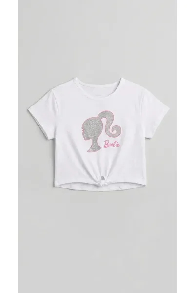 Kız Çocuk Etek Ucu Bağcıklı Baskılı T-Shirt