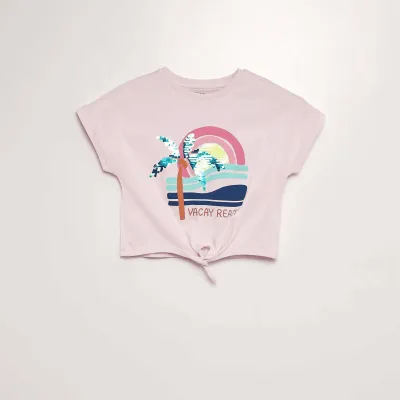 Kız Çocuk Etek Ucu Bağcıklı T-Shirt