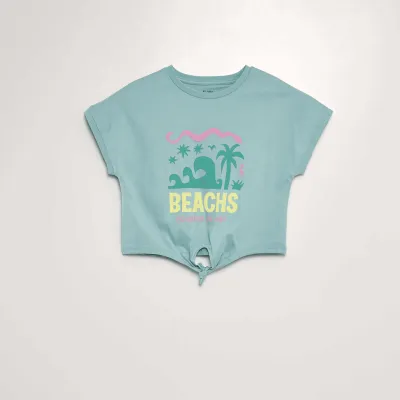 Kız Çocuk Etek Ucu Bağcıklı T-Shirt