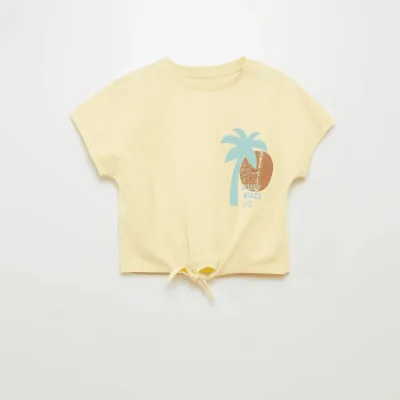 Kız Çocuk Etek Ucu Bağcıklı T-Shirt