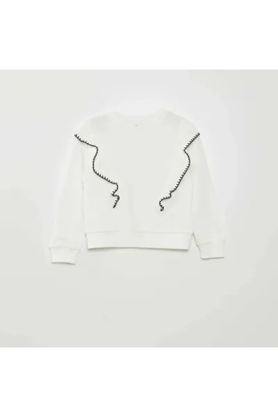 Kız Çocuk Fırfırlı Sweatshirt