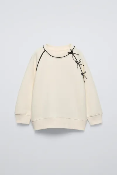Kız Çocuk Fiyonk Detaylı Sweatshirt