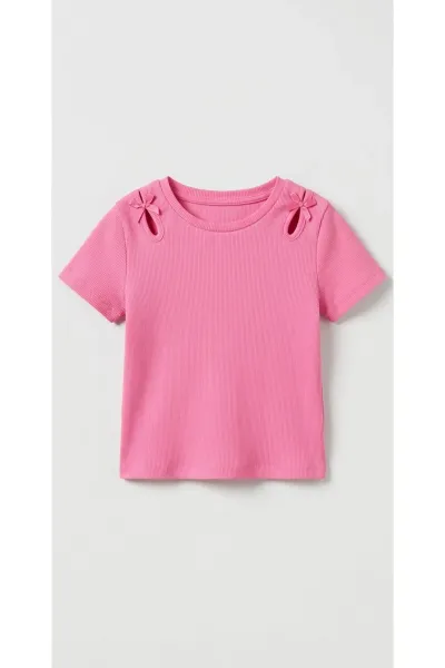 Kız Çocuk Fiyonklu Fitilli T-Shirt