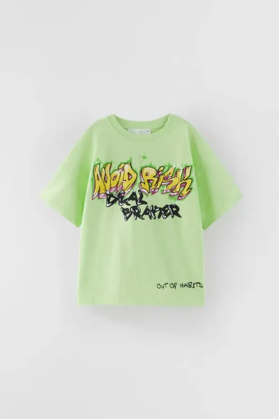 Kız Çocuk Graffiti Baskılı T-shirt
