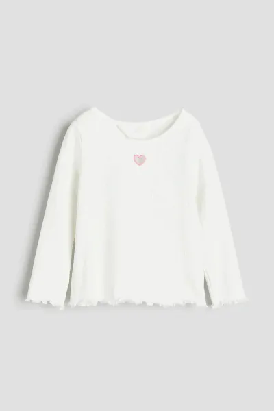Kız Çocuk Kalp Desenli Fitilli T-Shirt