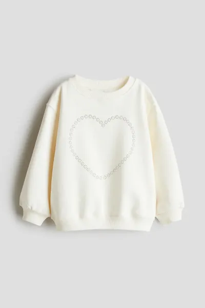 Kız Çocuk Kalp Motifli Sweatshirt