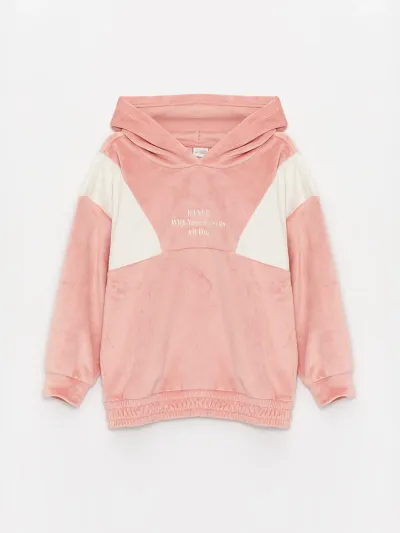 Kız Çocuk Kapüşonlu Kadife Sweatshirt